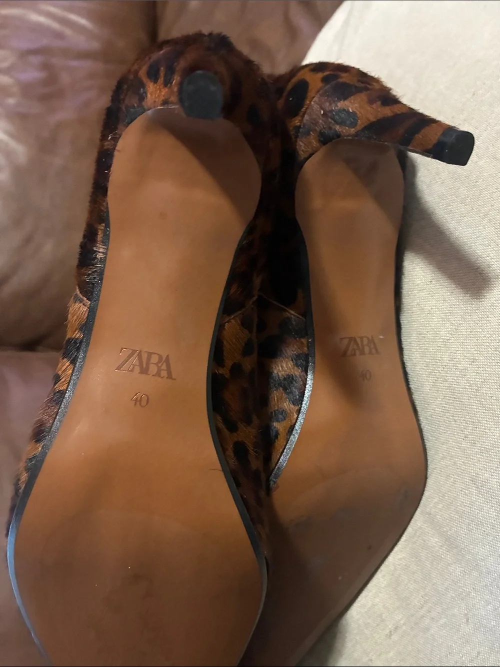 Zara Leopard Animal Print Leather Heeled Ankle Boots size 40